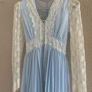 Vintage 70’s Solid Blue Gunne Sax dress.
